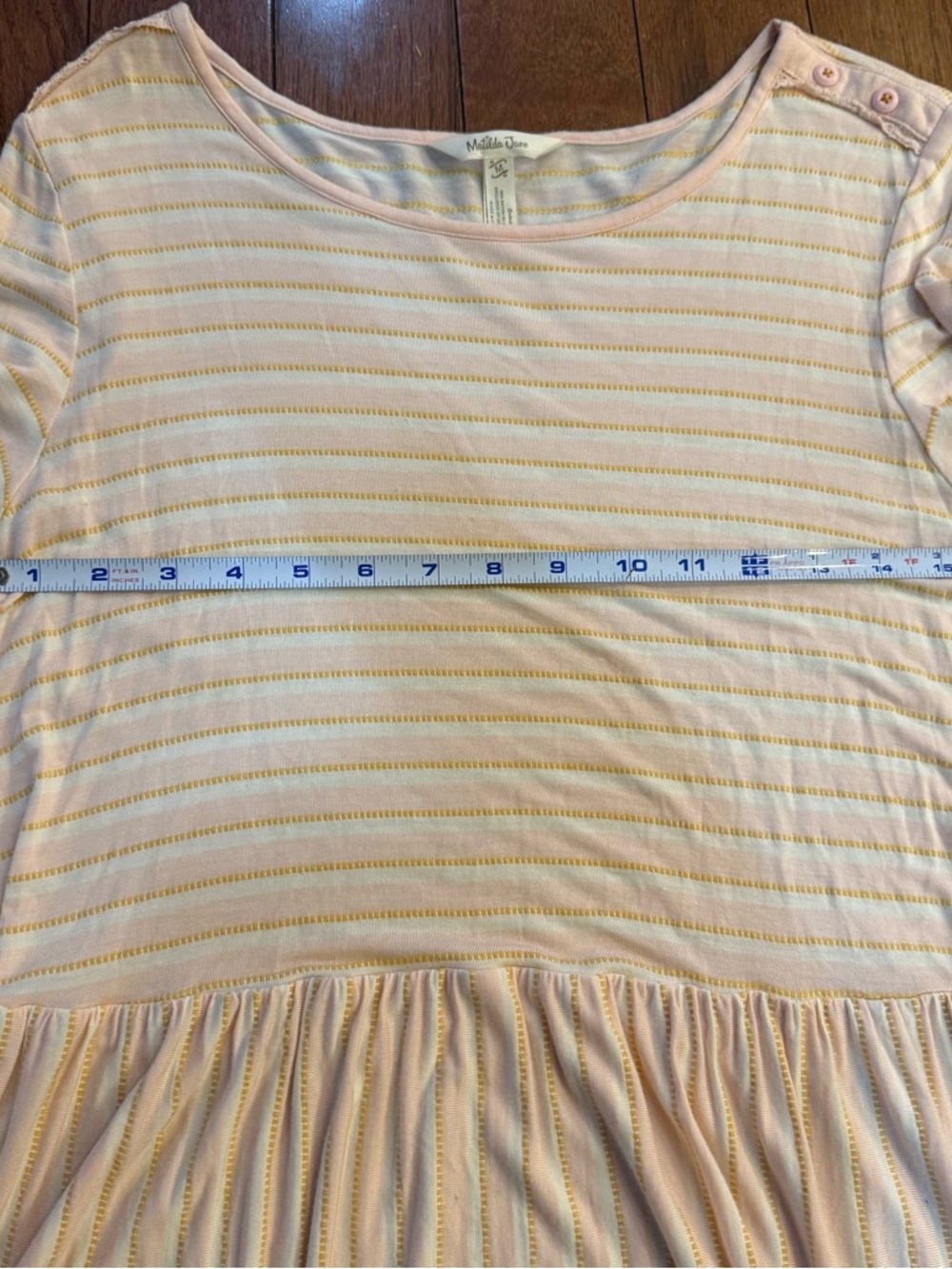 Matilda‎ Jane Blush Pink Striped Peplum Tunic Top Long Sleeve Women’s Size M - Picture 12 of 12